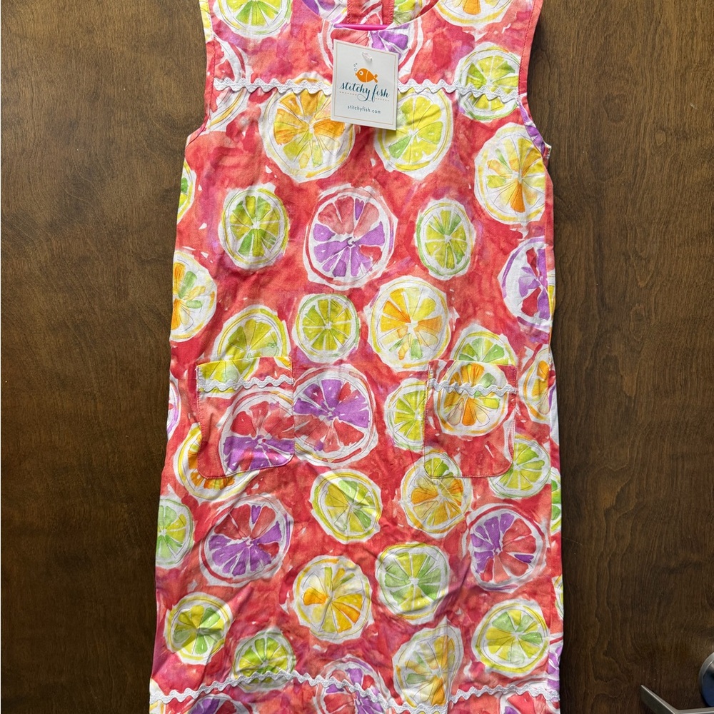 Stitching Fab Kids Citrus Print Dress - Pink